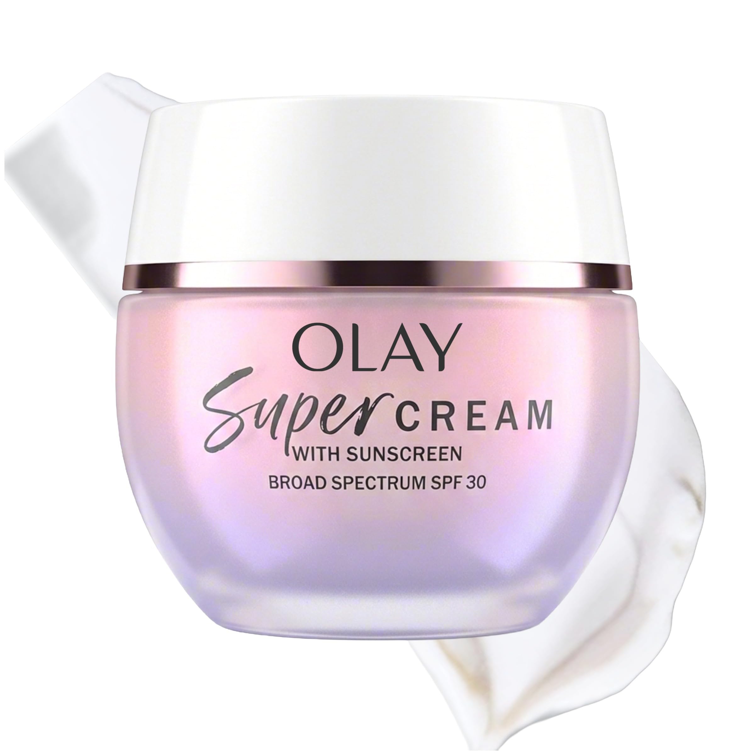 Olay Super Cream with Sunscreen SPF 30, Lightweight Face Moisturizer with Sun Protection, 5-in-1 Skin Care Benefits - Hydrating, Brightening, Firming - Niacinamide, Vitamin C, Collagen Peptide, 1.7 oz