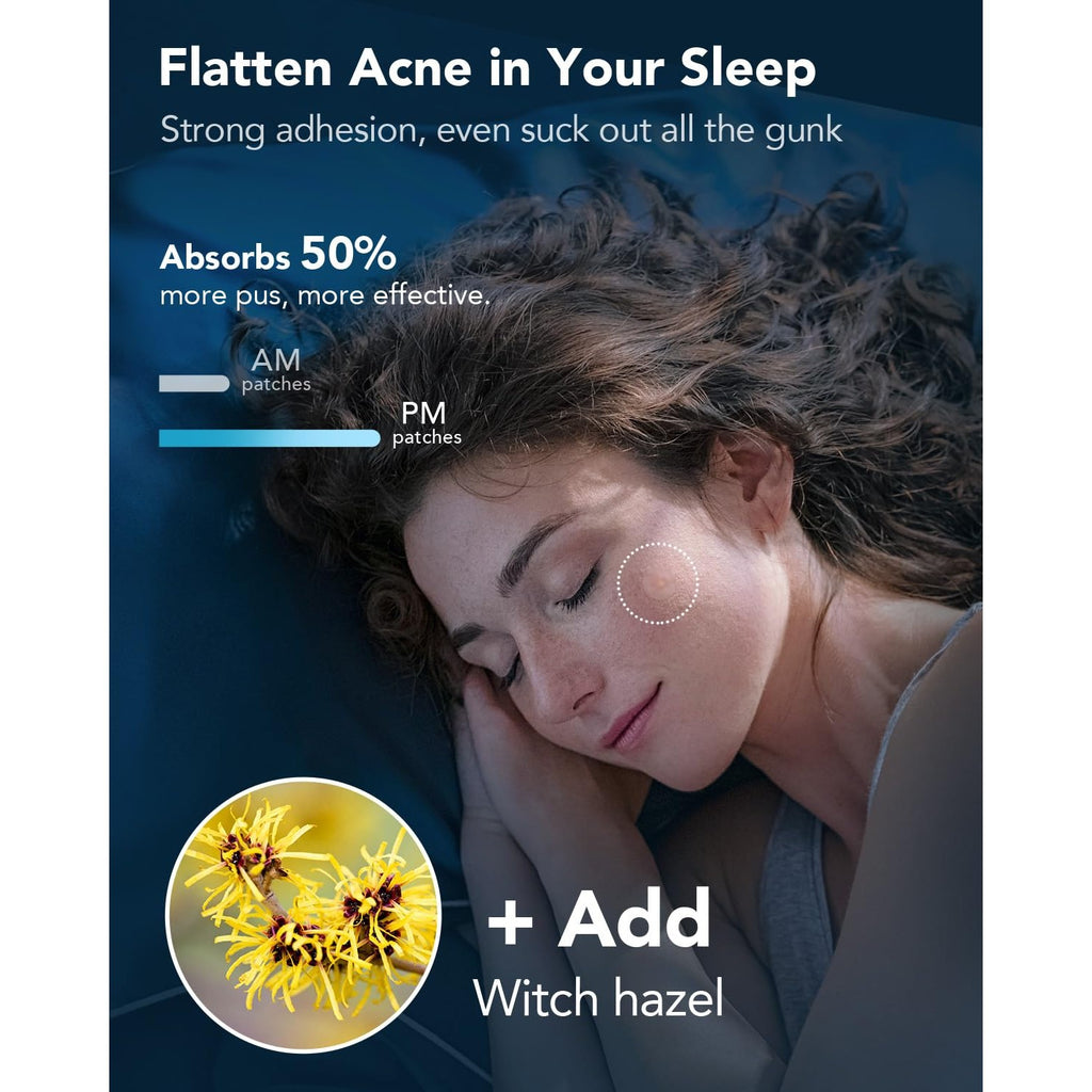 LitBear Acne Pimple Patches- Day and Night 4 Sizes 180 Dots Thin & Thick Hydrocolloid Patches with Witch Hazel, Tea Tree & Calendula Oil, Pimple Stickers for Covering Zits, Blemishes, Spots, Acne Dots