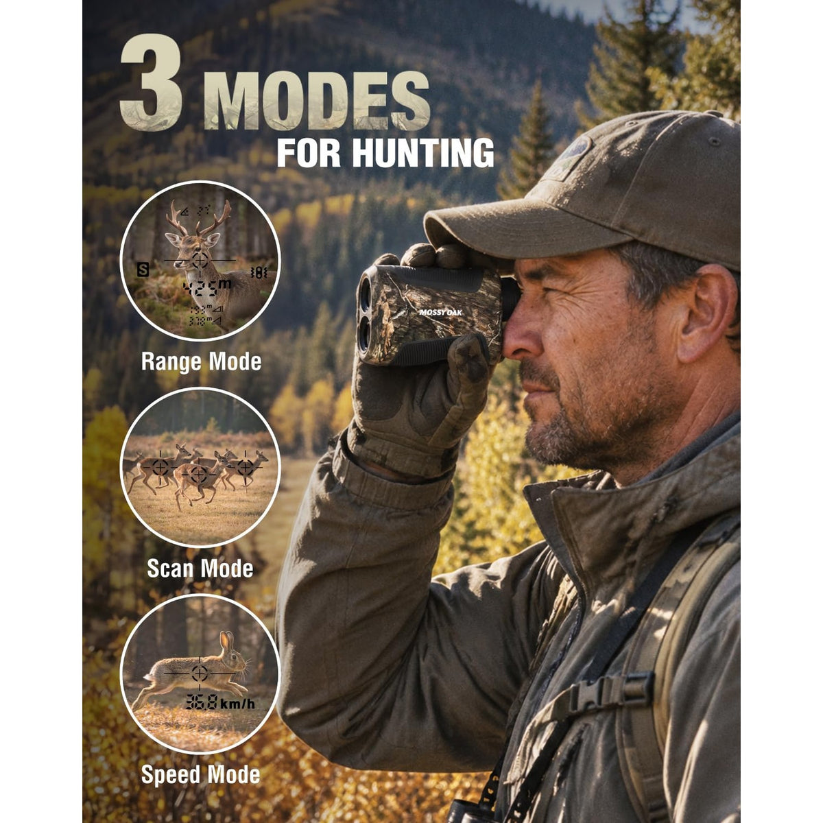 Mossy Oak Hunting Rangefinder, 1200Y Laser Range Finder for Hunting