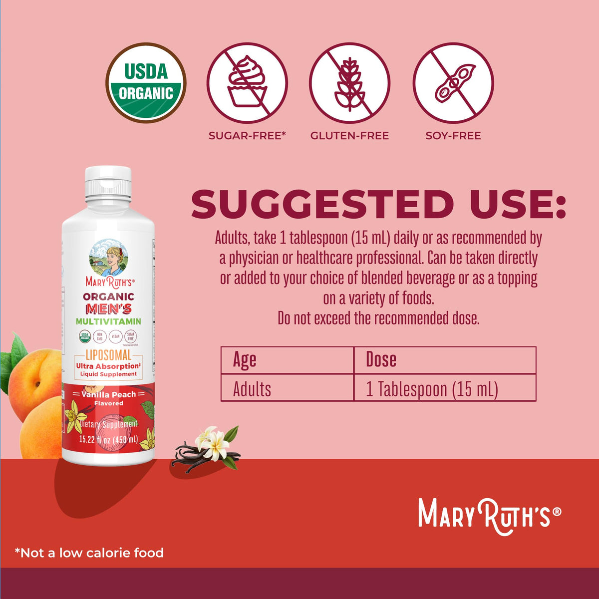 MaryRuth’s Multivitamin Liposomal for Men | Sugar Free Mens Multivitamin | Liquid Vitamins for Men | Immune Support Supplement | Cognitive Health & Overall Wellness | Vegan | Non-GMO | 15.22 Fl Oz