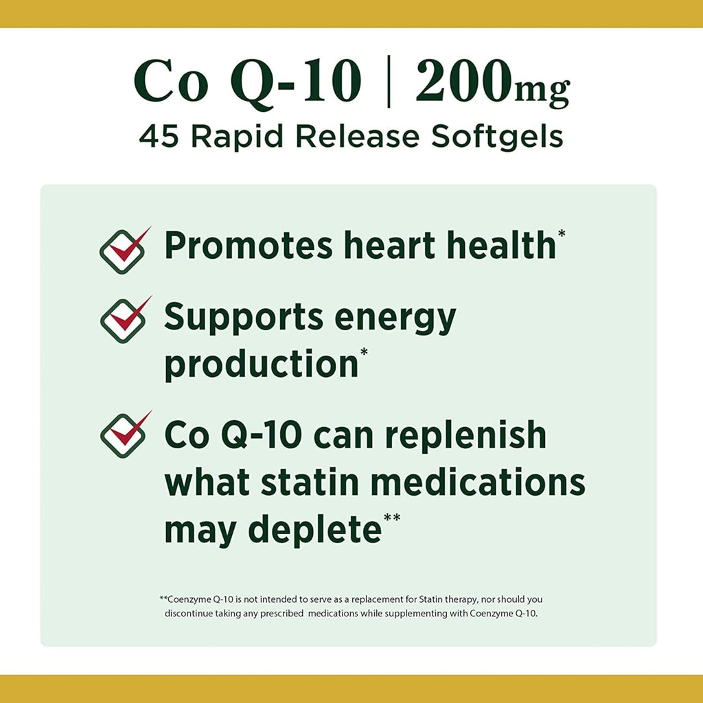 Buy now Nature's Bounty CoQ10, Heart Health and Healthy Aging, Dietary Supplement, 200mg, 45 Rapid Release Softgels at indiglob india