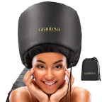 Bonnet Hair Dryer Attachment w/A Headband Integrated that Reduces Heat Around Ears & Neck - Diffuser Cap for Hair Dryer Curly Hair, Speeds Up Drying Time, Deep Conditioning at Home - Large (Purple)