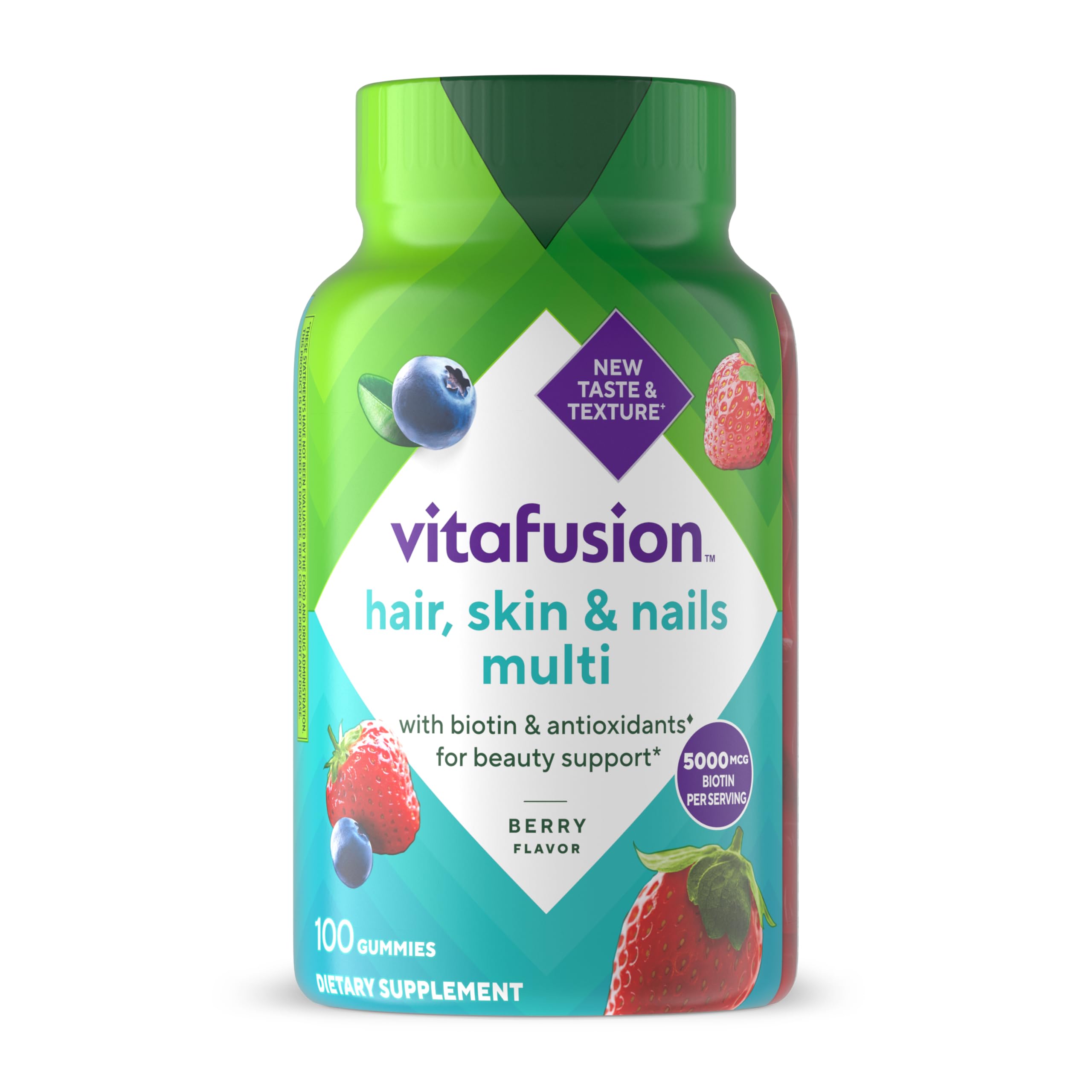 Vitafusion Hair Skin and Nails Vitamins | Biotin 5000mcg | 135 Gummies | for Women and Men | Berry Flavor | Gluten-Free Adult Gummy Multivitamin Supplement
