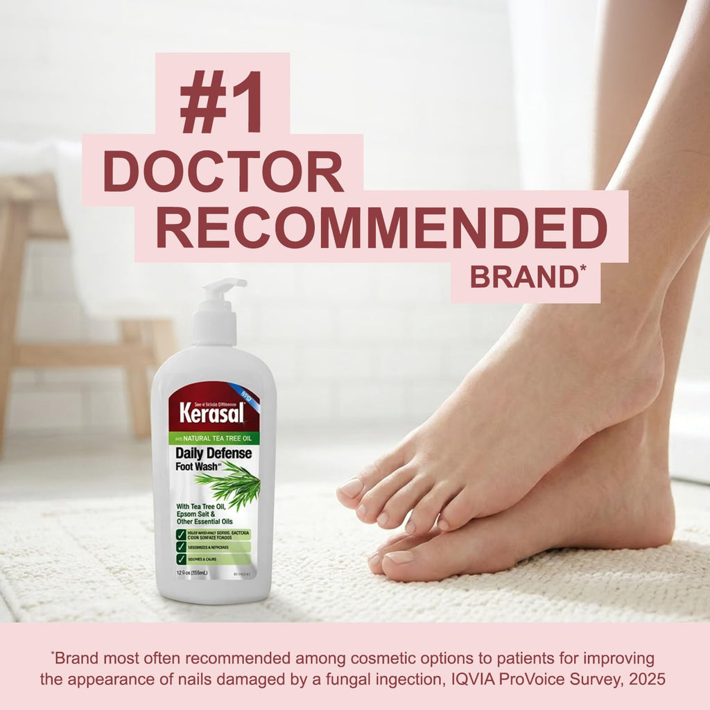 Kerasal Daily Defense Foot Wash, Cleanser, 12 oz | Daily foot cleanser with tea tree oil washes away odor and impurities to help feet feel clean and refreshed.