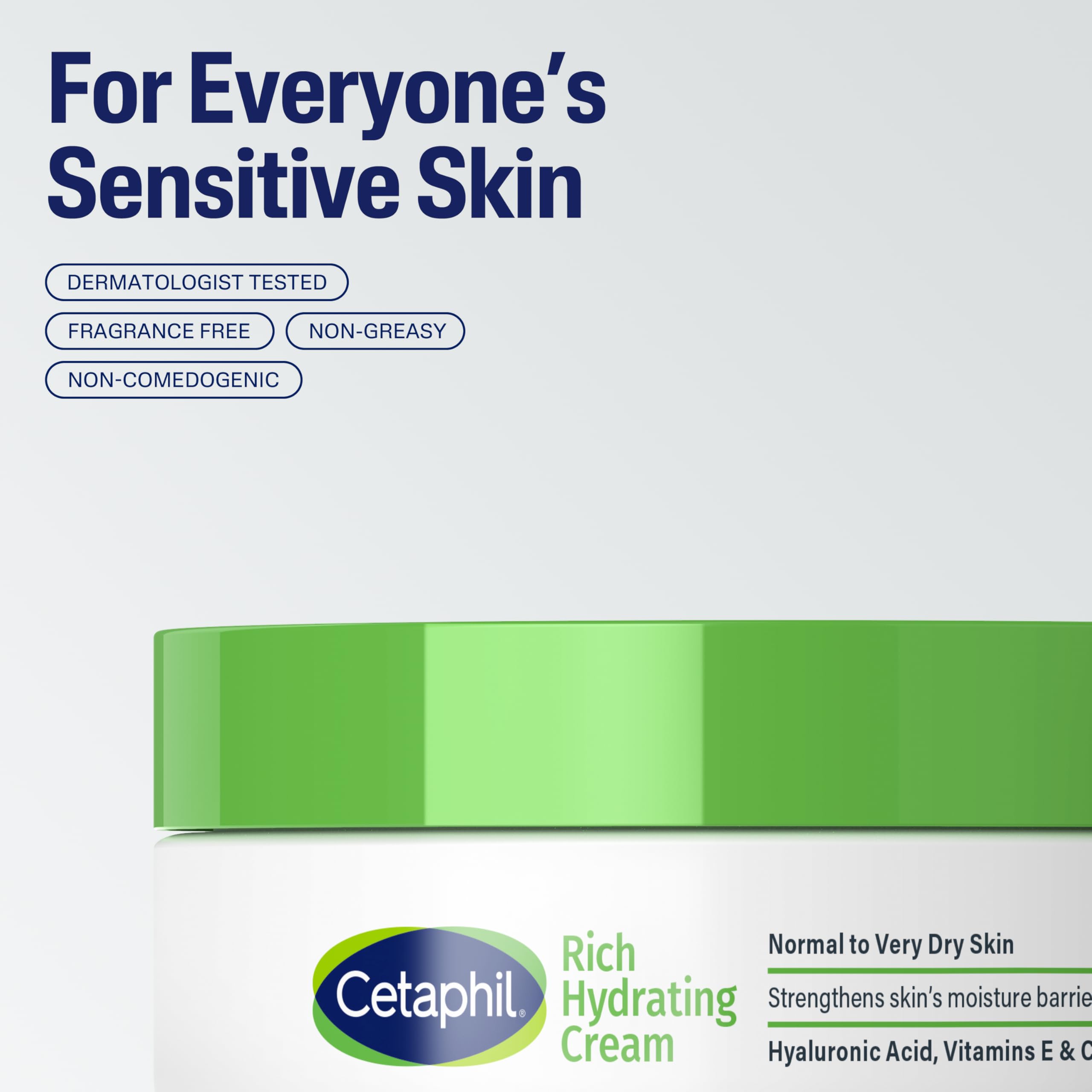 Cetaphil Rich Hydrating Night Face Cream, Hyaluronic Acid, Dry Skin, 1.7 oz | Fragrance-Free Face Moisturizer, Intense Overnight Hydration, Very Dry Skin, Dermatologist Recommended, Non-Greasy, 1 Jar
