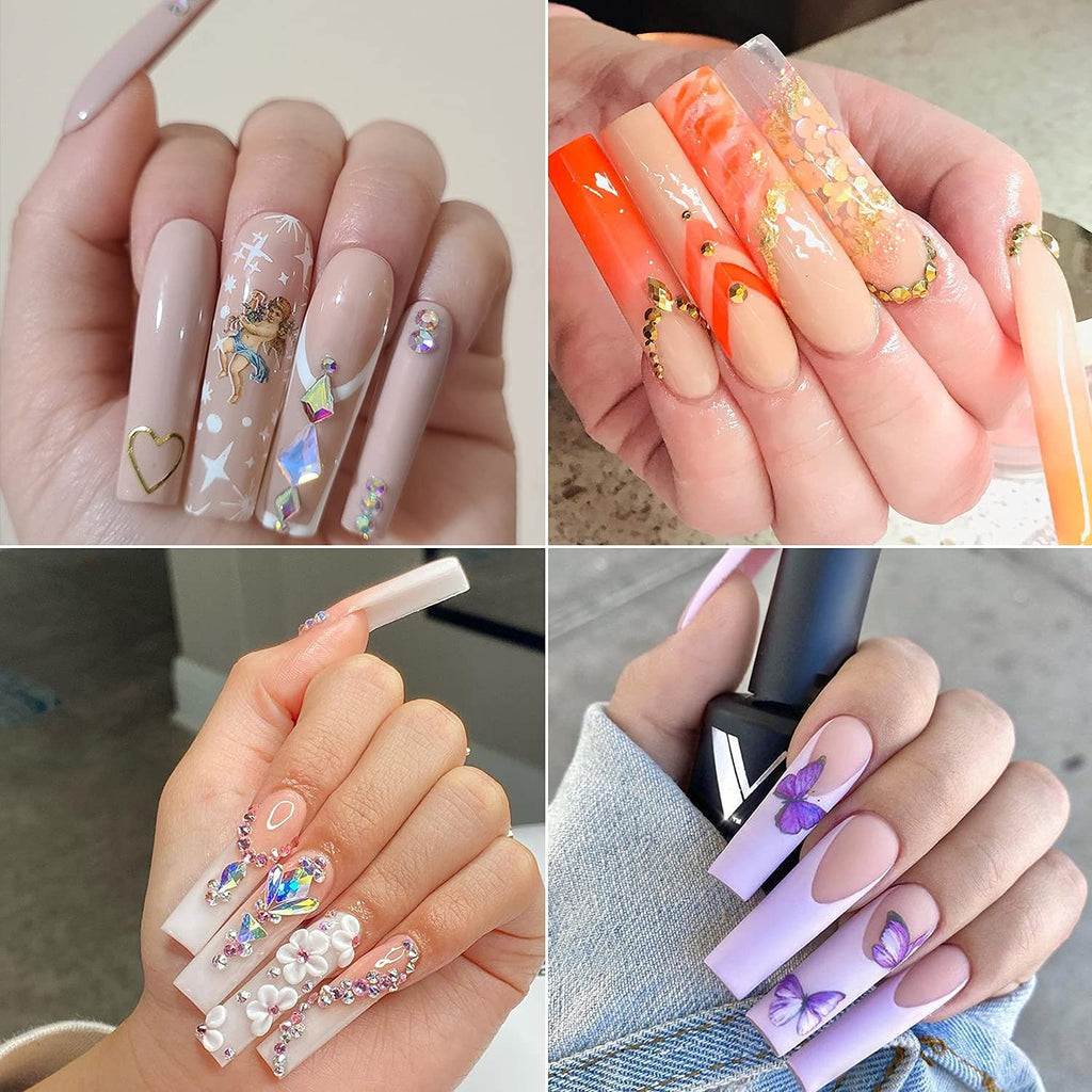 Buy now 120Pcs Extra Long Nail Tips with Box,Clear XXL Straight Tapered Square Full Cover Tips, Press On False for Salons and DIY Art at Home(12 Sizes) at indiglob india
