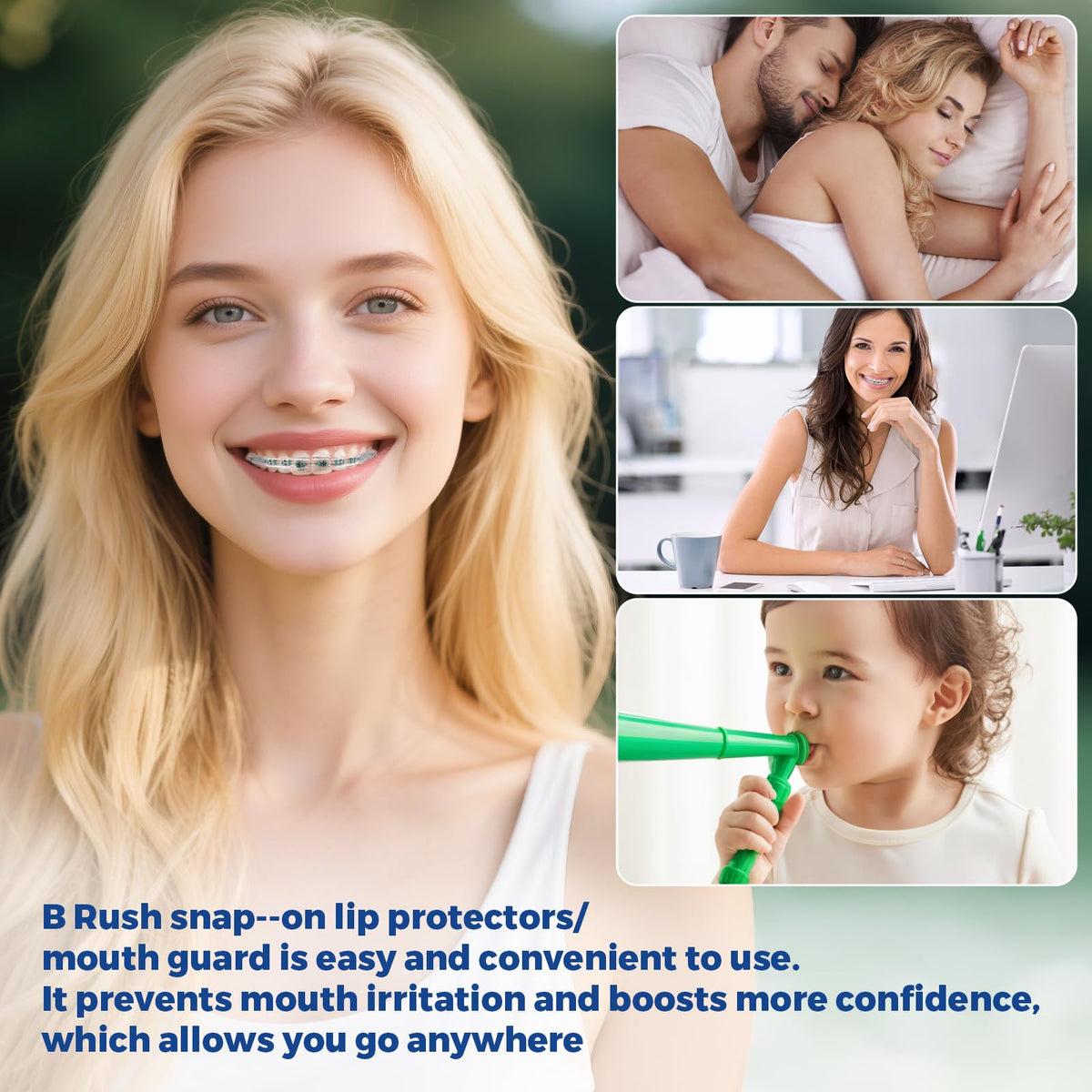 B Rush® Comfort Cover for Braces -Orthodontic Lip Bumper, Lip Shield, Mouth Guard for Brackets, Wax Alternative-Dental Lip Protector