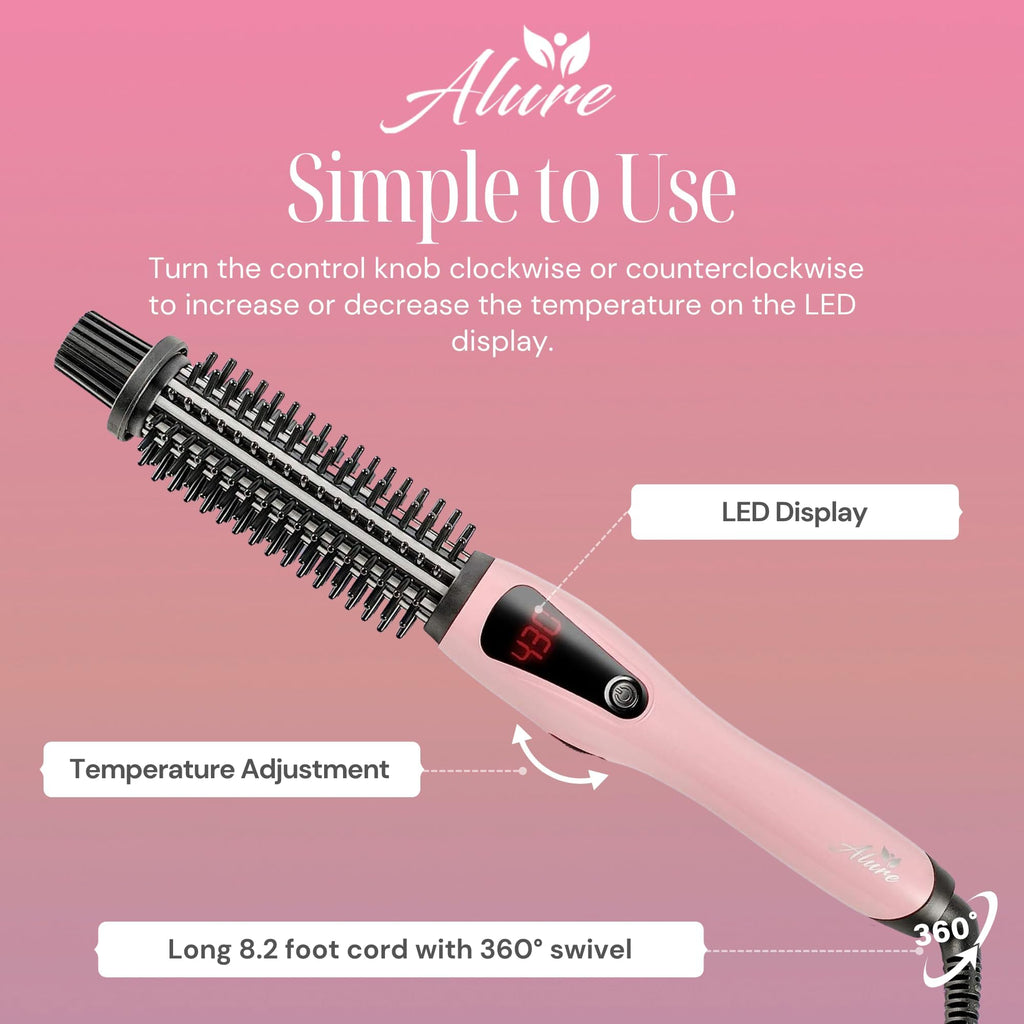 Alure Heated Styling Brush, 3-in-1 Ionic Hair Curler and Straightener Wand