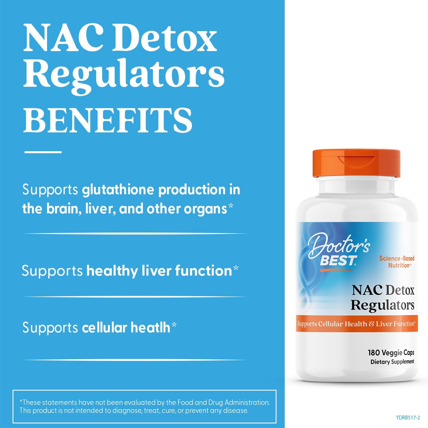 Buy now Doctor's Best Nac Detox Regulators with seleno excell, Non-GMO, Vegetarian, Gluten&Soy Free, 180 Veggie Caps, 180Count at indiglob india