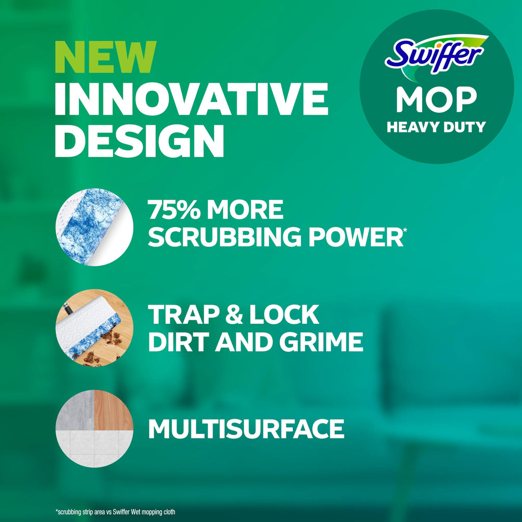 Swiffer Heavy Duty Mop Wet Multi-Surface Cloth Refills for Floor Mopping and Cleaning, Gain and Unstopables Scents, 30 count