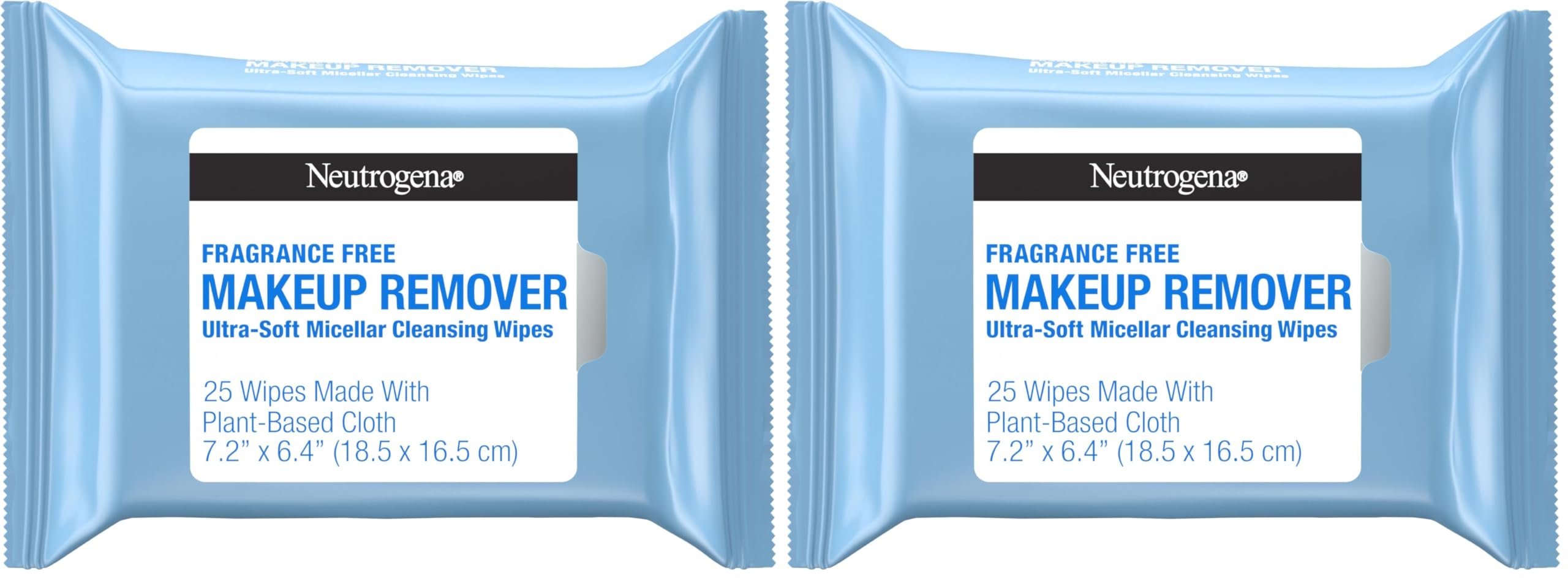 Buy now Neutrogena Fragrance-Free Makeup Remover Wipes, Daily Ultra-Soft Micellar Cleansing Wipes Gently Remove Oil & Waterproof Makeup, Hypoallergenic, Made with Plant-Based Cloth, 25 ct at indiglob india