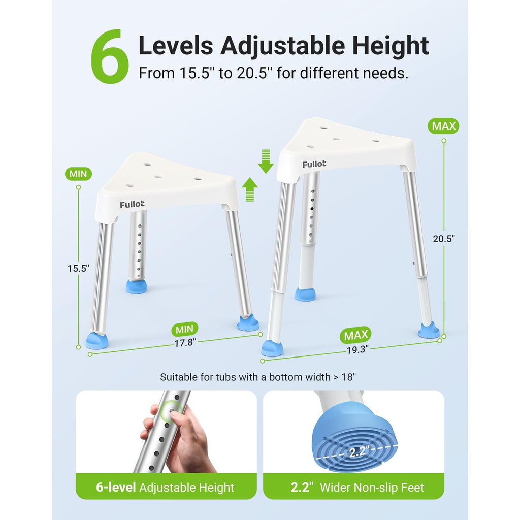 FULLOT Space-Saving Triangular Shower Chair for Inside Shower, 400 lbs