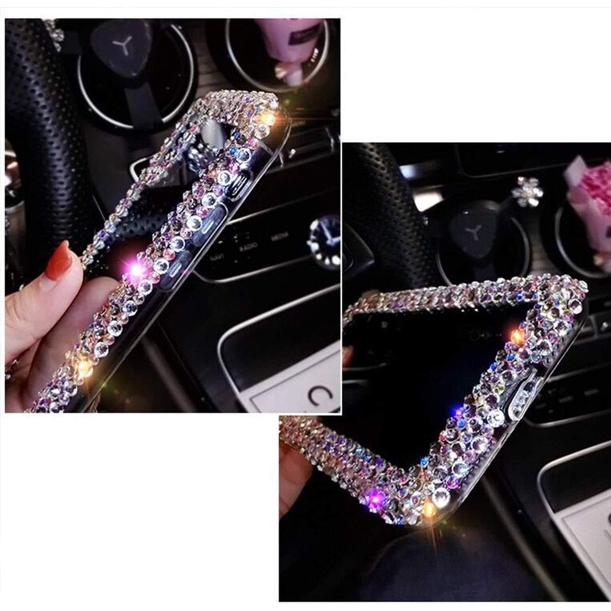 Buy now Bonitec Compatible with iPhone 13 Pro Max Case for Women Girls 3D Glitter Sparkle Bling Case Luxury Shiny Cute Crystal Charms Rhinestone Diamond Bumper Clear Protective Cases Cover Clear at indiglob india
