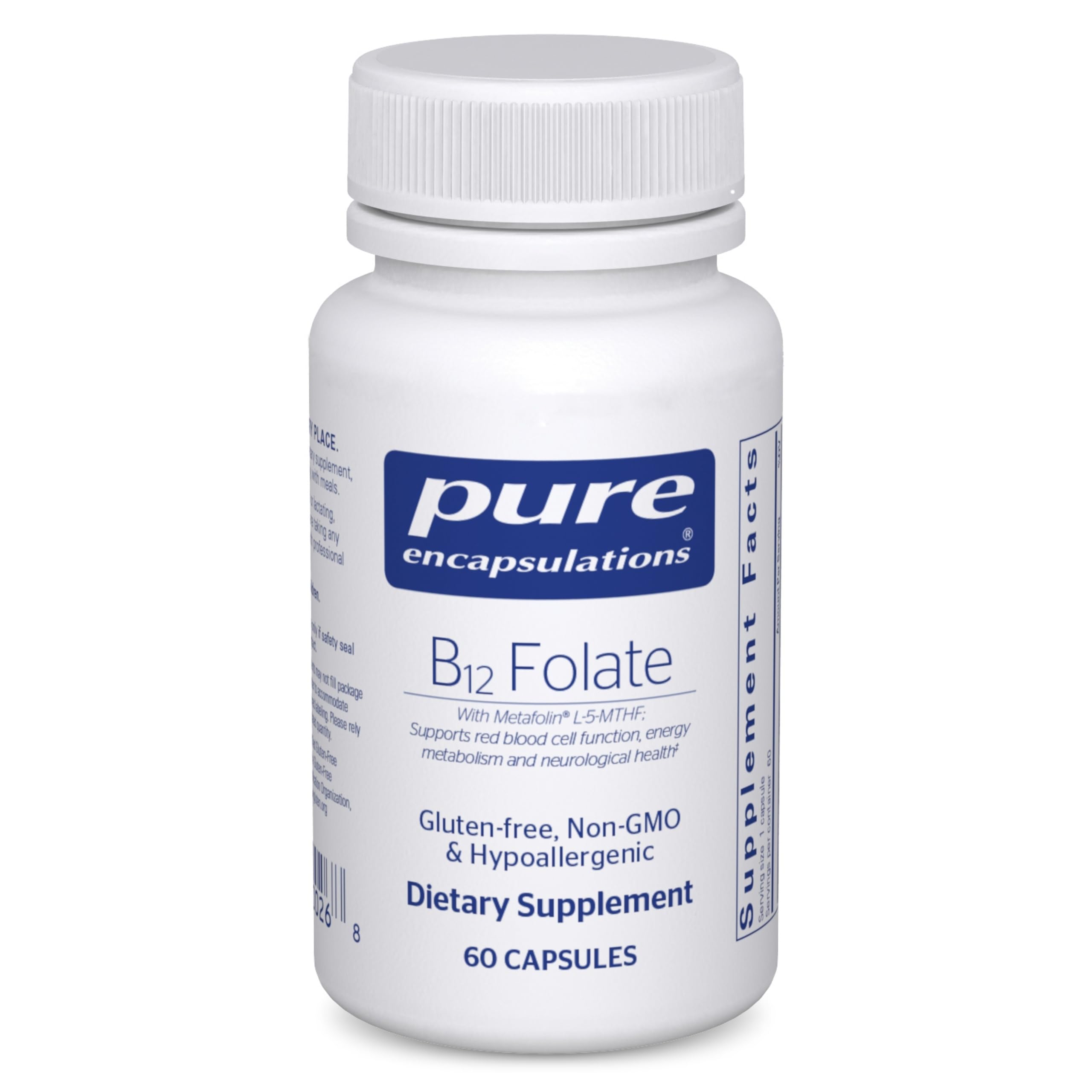 Pure Encapsulations B12 Folate, 30 Capsules | Energy Supplement to Support Nerves, Energy Metabolism and Cognitive Function Support*, with Vitamin B Folate as Metafolin