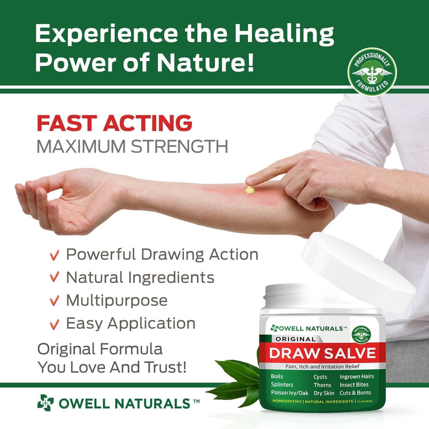 Buy now OWELL Naturals Drawing Salve Ointment for Boil & Cyst Removal, Ingrown Hair, Splinter Remover, Bug Spider Bites, Bee Sting, Mosquito Itching, Poison Ivy, Flare, Hangnail at indiglob india