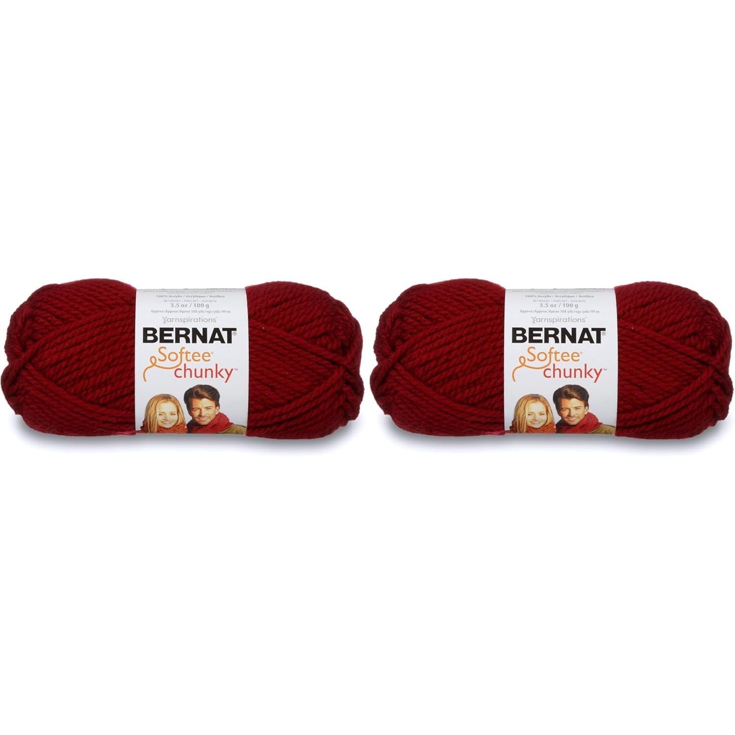 Buy now Bernat Softee Chunky Yarn, 3.5 Oz, Gauge 6 Super Bulky, Grey Heather Pack of 2 Wine at indiglob india
