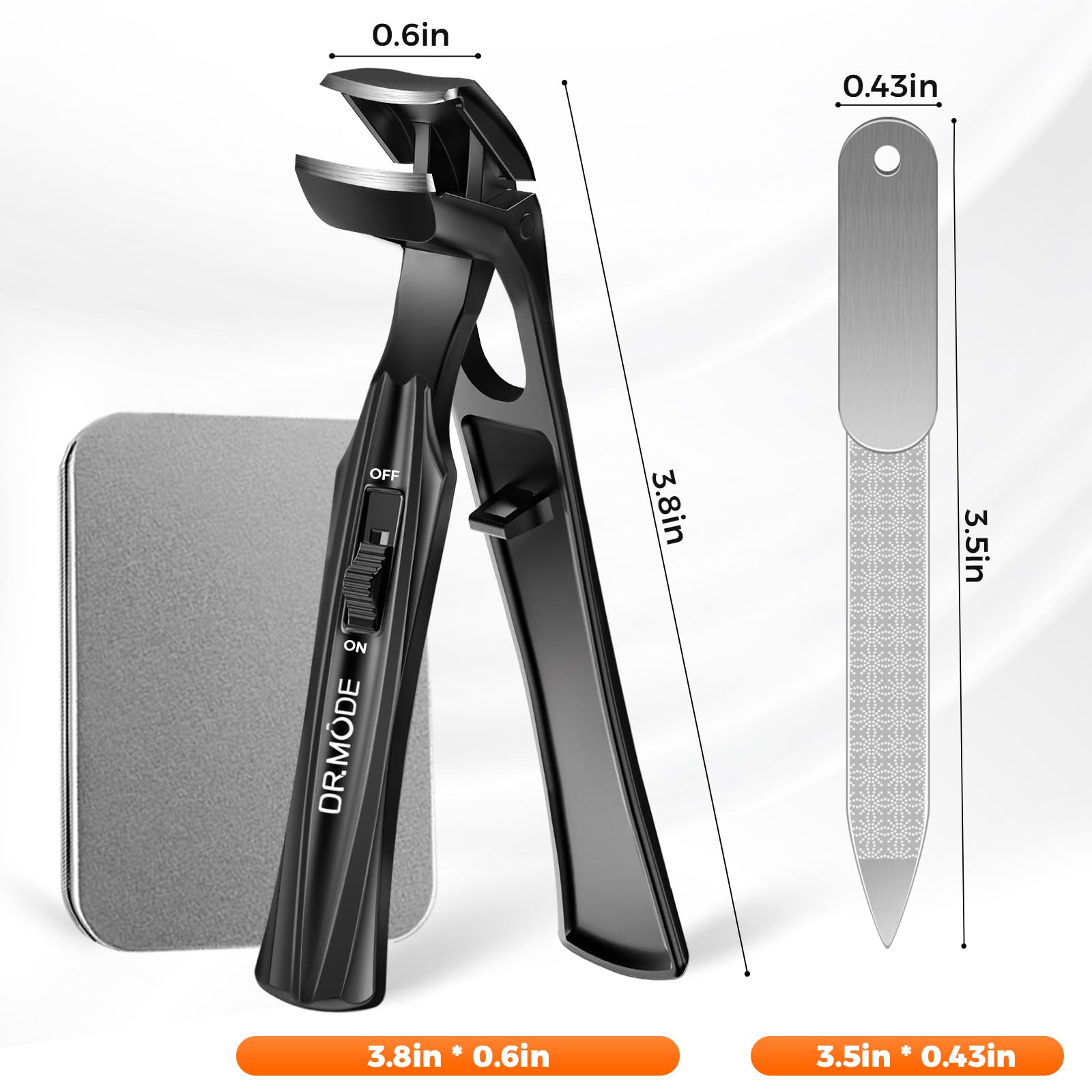 DRMODE Nail Clippers for Thick Nails Angled Head | Toenail Clippers for Thick Toenails Wide Jaw Opening, Sharp Toe Nail Clipper Cutter for Men with Catcher,Large,Heavy Duty