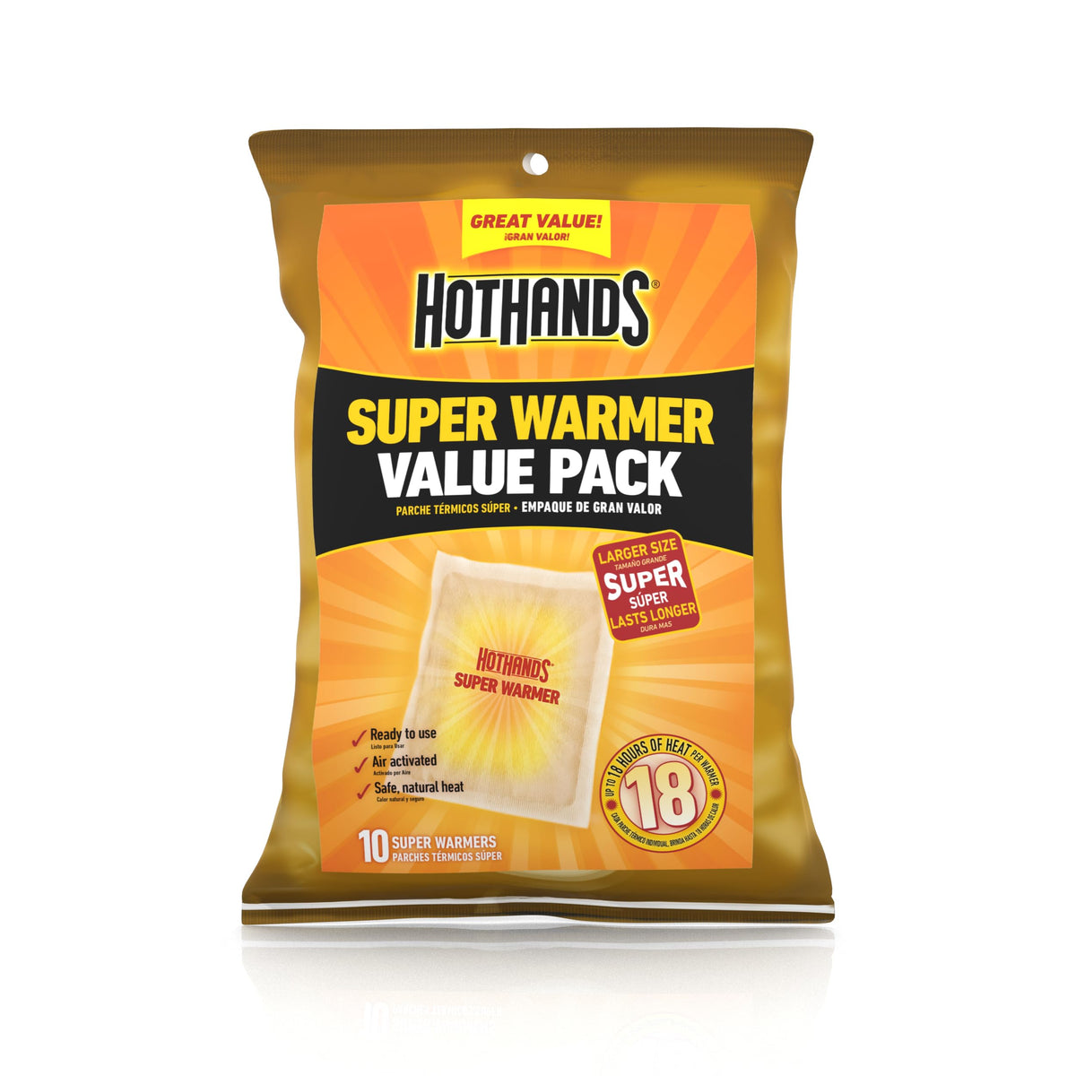 HotHands Super Warmers Value Pack, 10 Warmers - America's Favorite Warmer