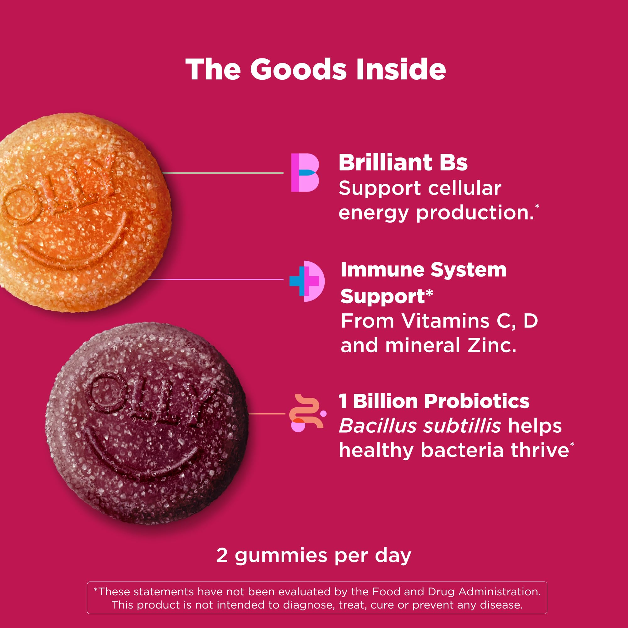 OLLY Multi + Probiotic Gummy Vitamin, Digestive & Immune Support*- 70 Count