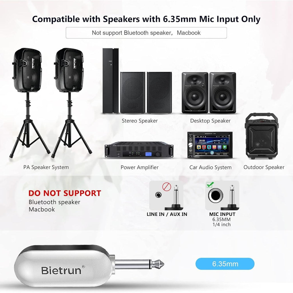 Buy now Bietrun UHF Wireless Microphone Headset, 165ft Range, Working Time 6H, 1/4''Plug, Wireless Headset Mic ＆Handheld Mic 2 in 1, for Karaoke Speaker, Amplifier, Speakers, PA System, Teaching, Fitness at indiglob india