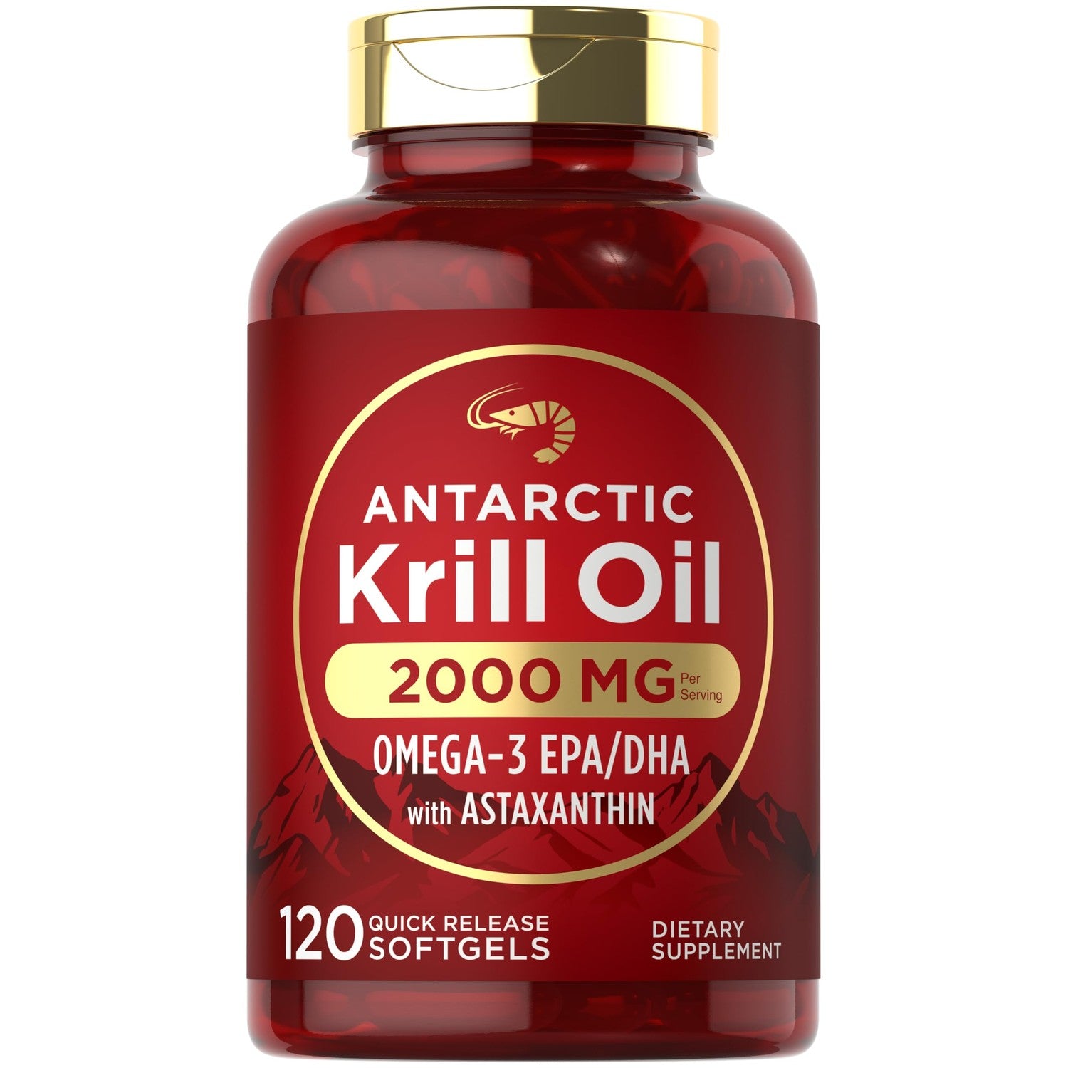 Carlyle Antarctic Krill Oil 2000mg | 120 Softgels | Maximum Strength | Omega-3 EPA, DHA, with Astaxanthin | Supplement Sourced from Red Krill | Laboratory Tested | Non-GMO and Gluten Free