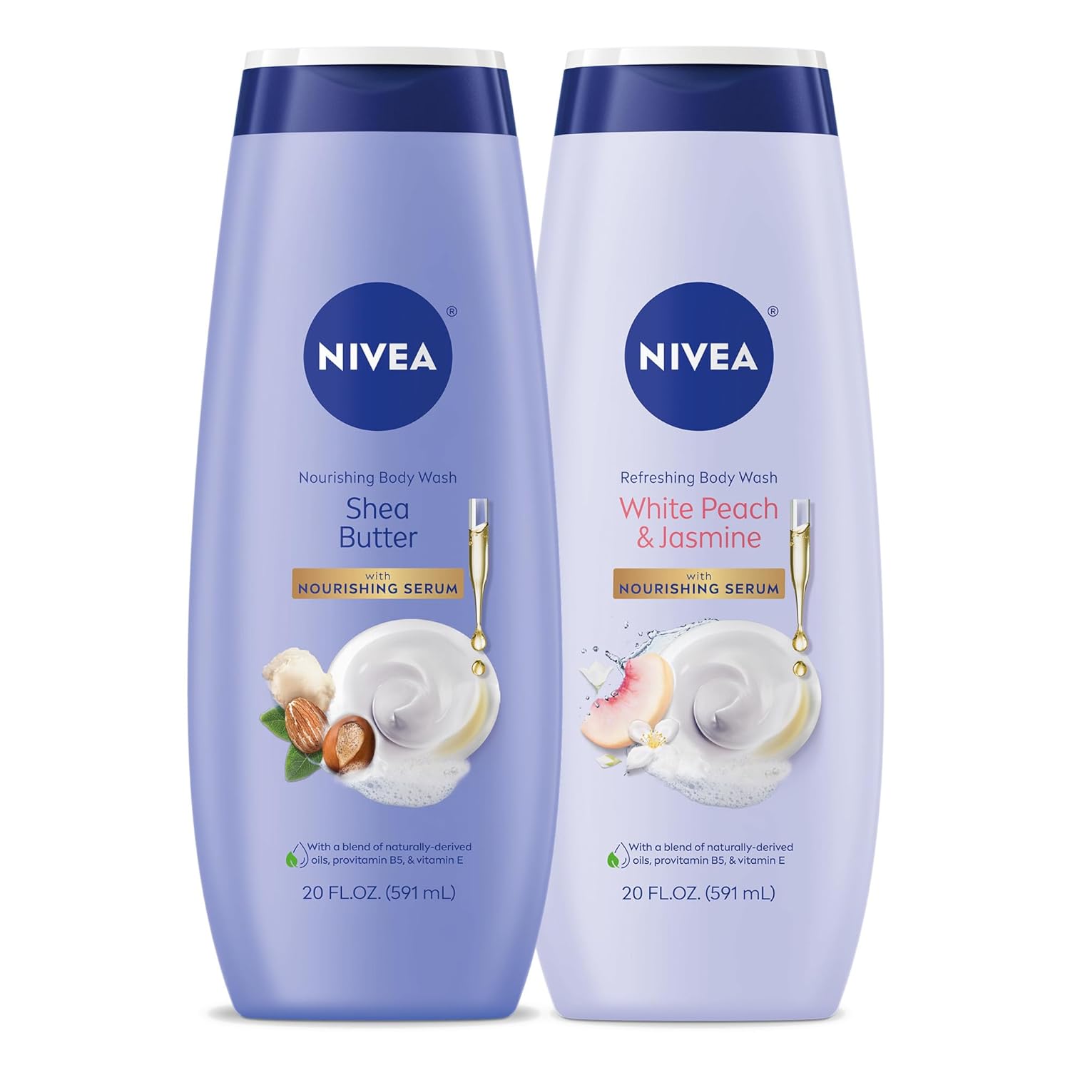 Buy now NIVEA Refreshing White Peach and Jasmine Body Wash with Nourishing Serum, Scented Body Wash for Women, Enriched with Provitamin B5 and Vitamin E, 20 Fl Oz Bottle 20 Fl Oz (Pack of 2) Peach,Jasmine at indiglob india