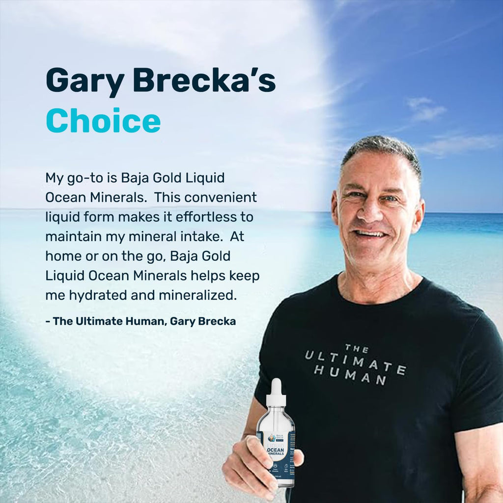 Baja Gold Liquid Trace Minerals Drops, Gary Brecka Choice, Glass, 4 fl oz | Sea of Cortez Ionic Electrolyte Drops, Glass Bottle, Unrefined Mineral Saline for Drinking Water and Food, 30-Day Supply