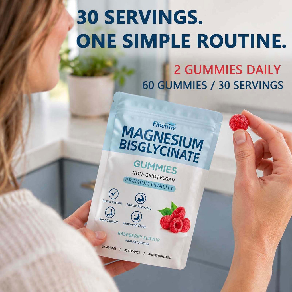 Magnesium Glycinate Gummies 400mg – High Absorption Chelated Magnesium for Sleep, Muscle & Nerve Support – Vegan Raspberry Flavor, 60 Gummies