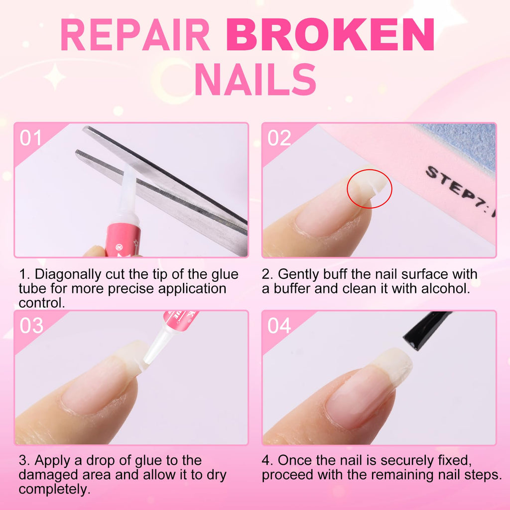 MEKK Nail Glue,Super Strong Nail Glue for Press Ons,Acrylic Nails,Nail Tips | 2g X 12Pcs,4 Weeks Long-Lasting,3-5s Quick Air Dry,Safe Formula,Professional Nail Glue for Home DIY & Salon Use,Nail Supplies