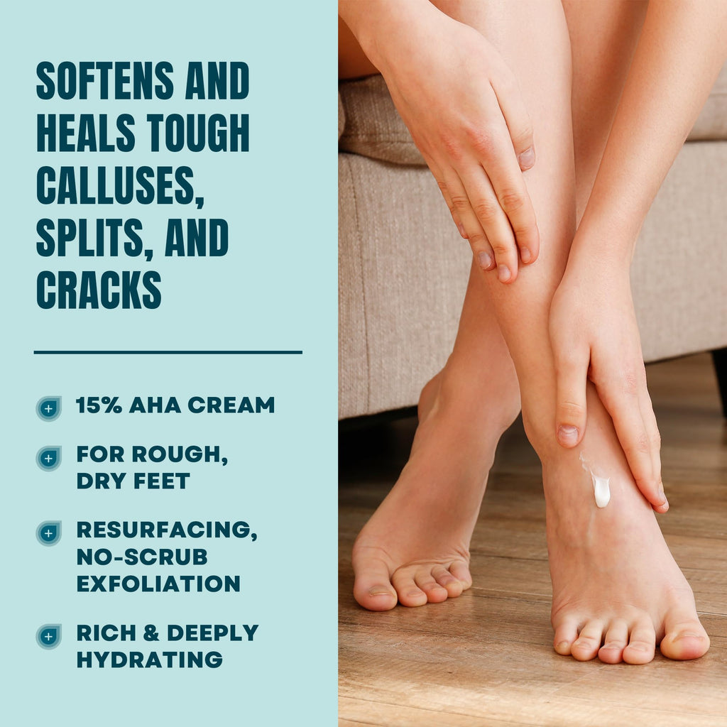 AmLactin Foot Repair Cream, 15% Lactic Acid for Cracked Heels, 3 oz | 15% lactic acid foot cream exfoliates, softens calluses and moisturizes dry, cracked heels and rough feet without scrubbing.