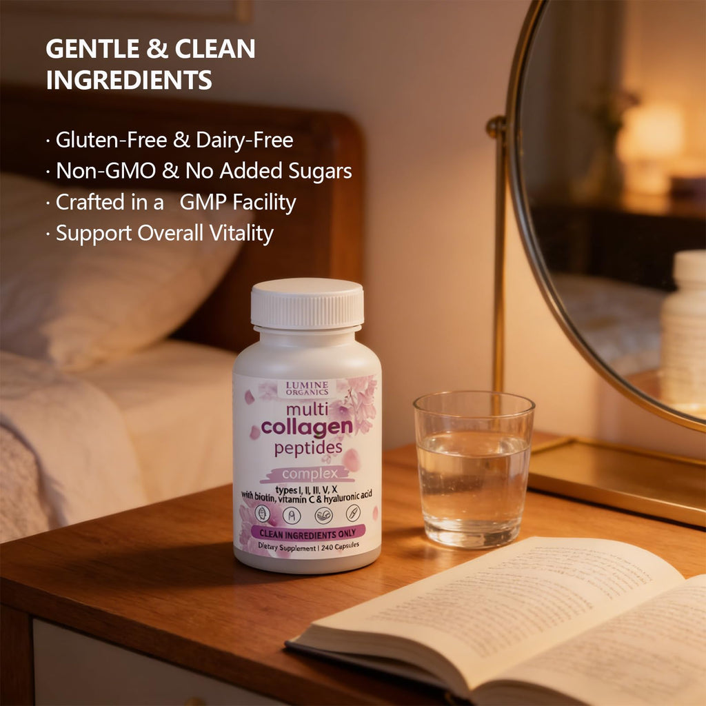 1PCSLumine Organics Collagen,Lumine Organics Collagen Peptides,240 Capsules