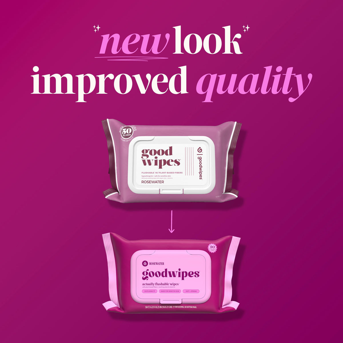 goodwipes Flushable Wipes - Rosewater, 153 Wipes (3 Pack + 3 Singles)