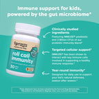 Renzo's Roll Call Immunity Kids Immune Support, Dissolvable Tabs, 30-Count | Clinically-Studied IMMUSE Postbiotic & Probiotic Immunity Blend, Classroom Support, Sugar-Free, Orange Flavor, 1-Month Supply