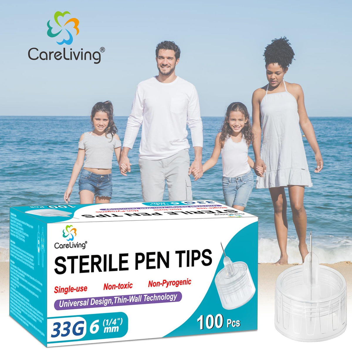 Pen Tips 33G x 6mm, Universal Fit, 100/bx, Comfortable