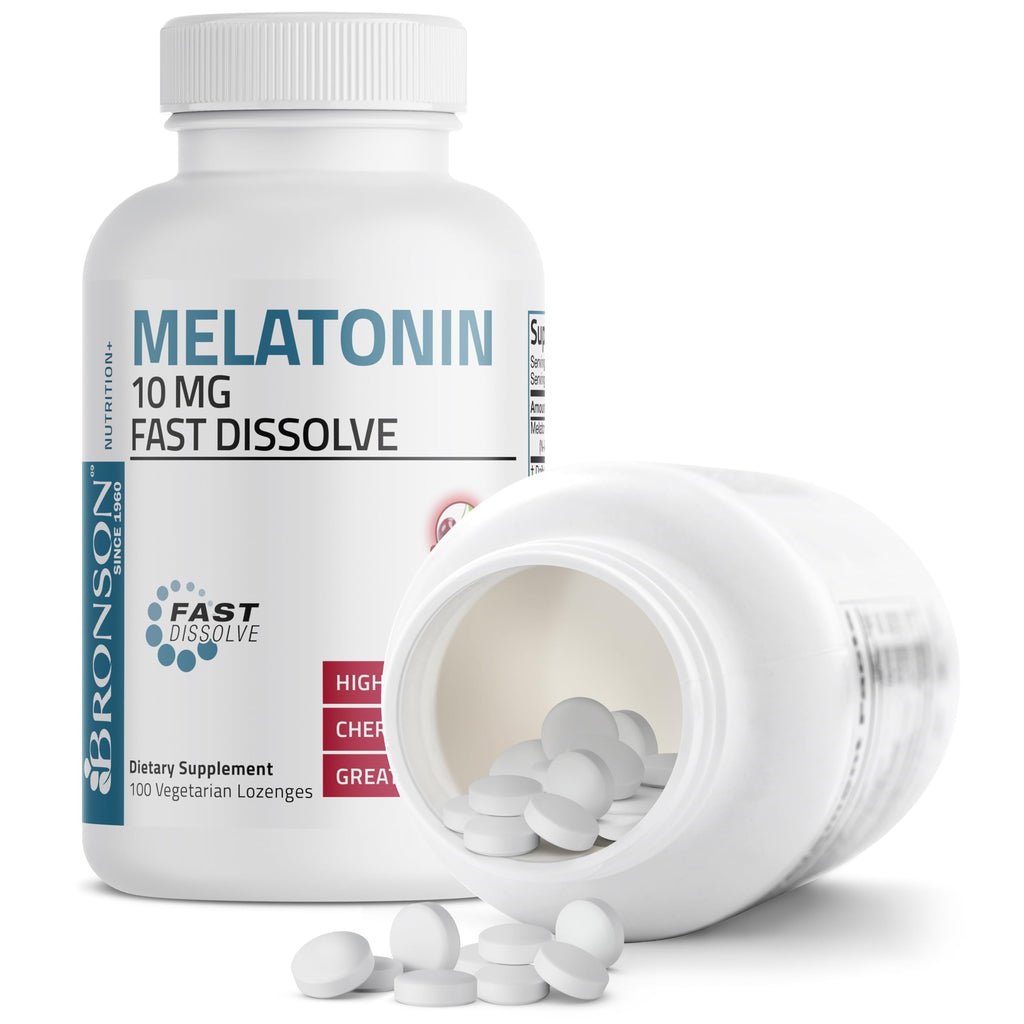 Bronson Melatonin 10 mg Sleep Support, Fast Dissolve Cherry, 100 Tablets | Helps You Fall Asleep Faster, Stay Asleep Longer & Wake Refreshed, Relaxation Support, Vegetarian Formula
