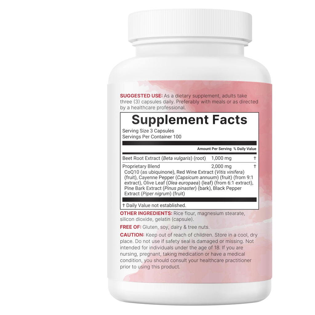 Micro Ingredients Beet Root Capsules 3,000 mg** Per Serving, 300 Capsules | Nitric Oxide Supplement | 7‑in‑1 Beet Root Complex with CoQ10, Black Pepper & Botanical Extracts | Non-GMO
