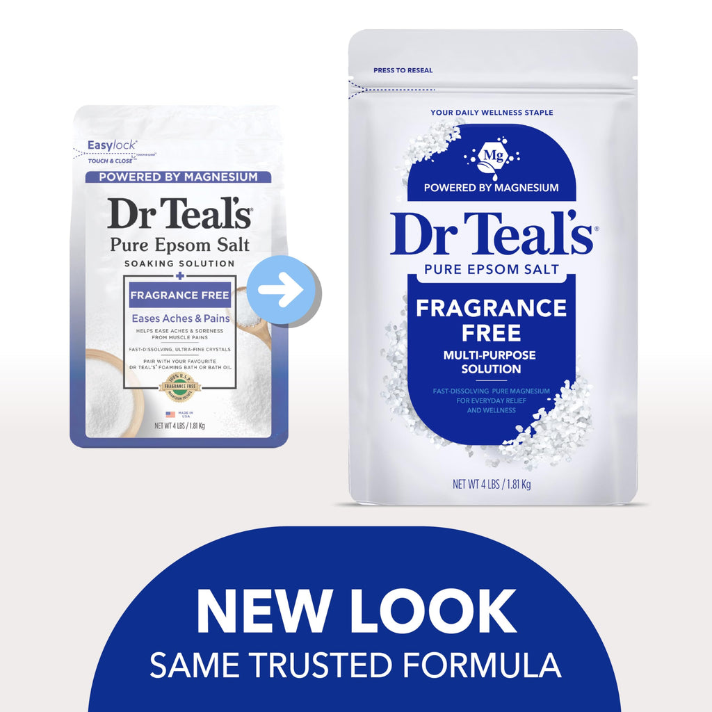 Dr Teal's Epsom Salt Magnesium Soak, Fragrance Free, 4 lbs