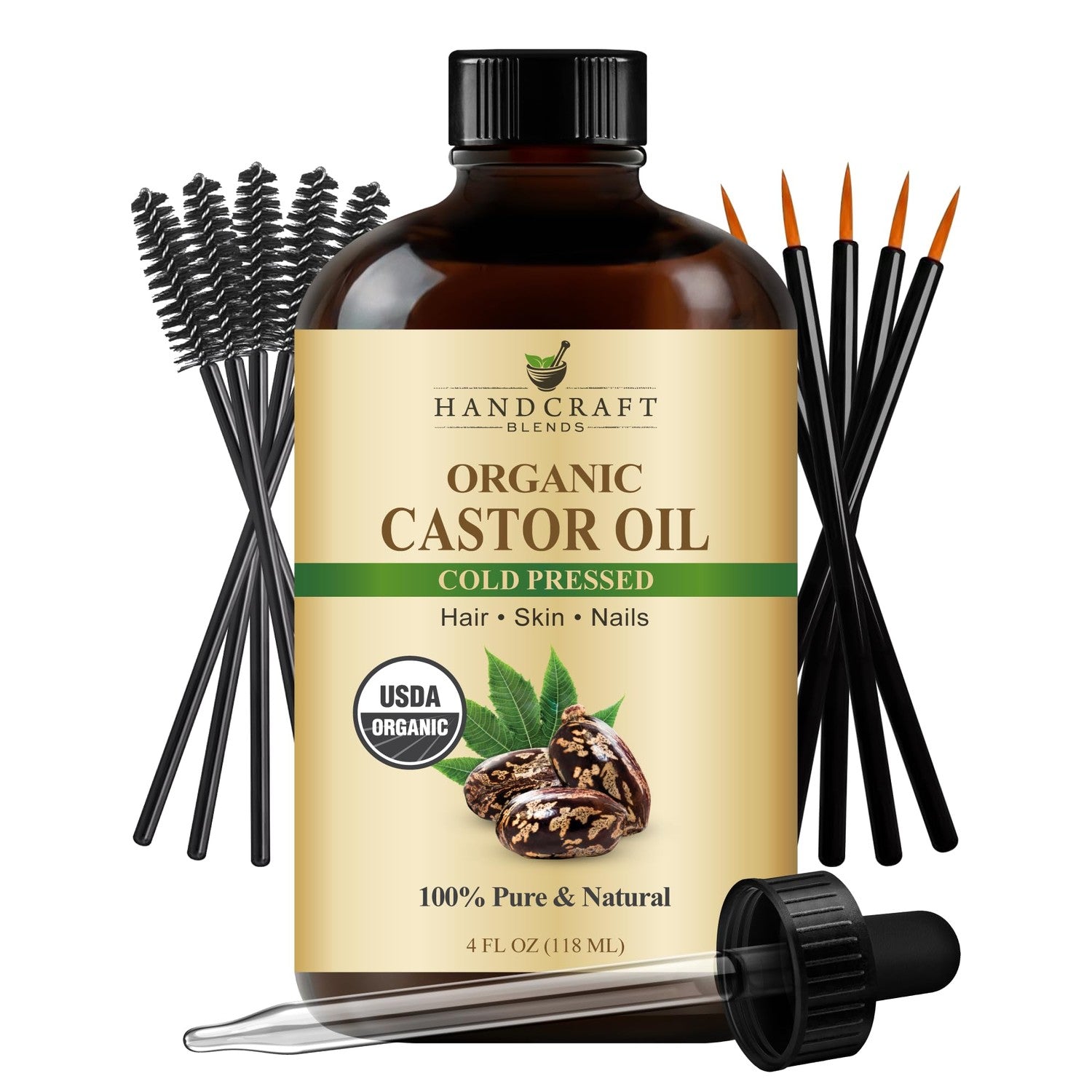 Buy now Handcraft Blends Castor Oil with Rosemary Oil 8 Fl Oz | 100% Pure and Natural | Premium Grade Carrier Oil | Hair, Eyelashes and Eyebrows | Hair and Body at indiglob india