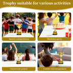 7.48" Gold Plastic Trophy Award with Pre-Attached 1st Place Label, Small Winner Cup for Kids Sports, Parties, School Competitions