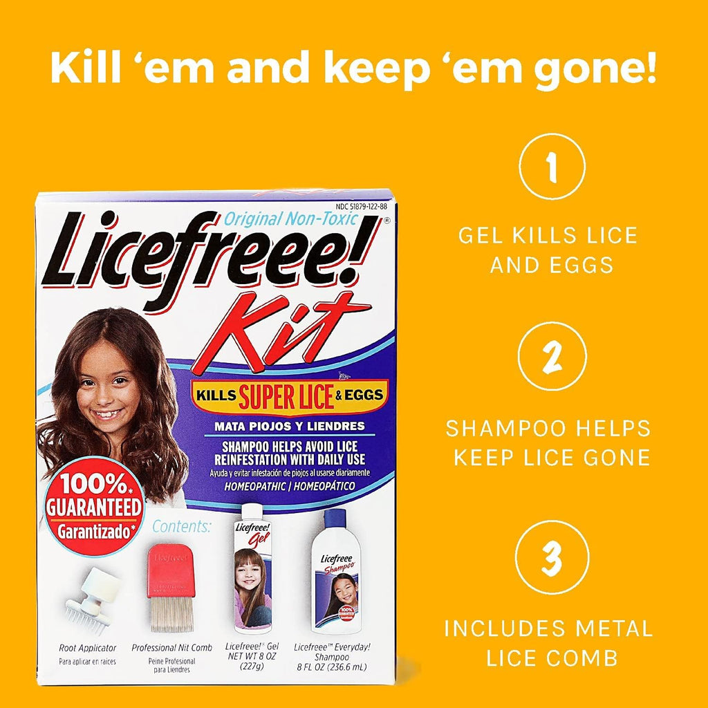Buy now Licefreee Head Lice Treatment Kit - Complete Lice Treatment Gel That Kills Eggs and Lice, Nit Comb, Shampoo to Avoid Reinfestation, Head Lice Treatment, 4-Piece Set at indiglob india