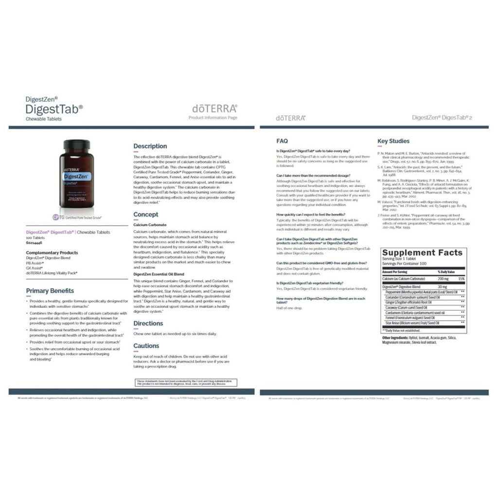 doTERRA DigestZen DigestTab - 100 Chewable Tablets