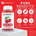 Tart Cherry Gummies, Uric Acid Flush Extract for Joints, 60ct | Uric Acid Crystal Flush for Joint Recovery Support, Chewable Tart Cherry Extract Antioxidant, Non-GMO, Gluten Free, Vegan