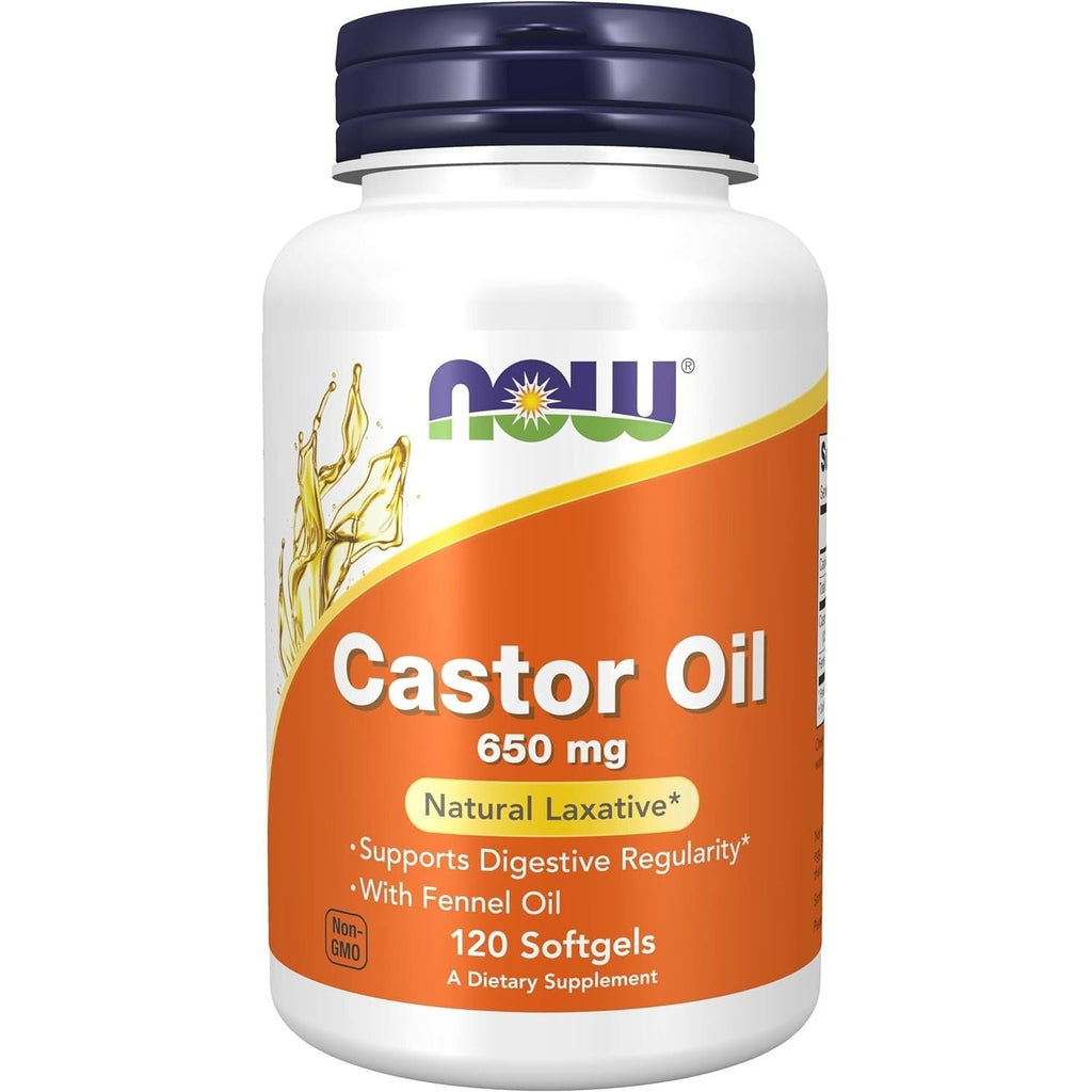 Buy now NOW Foods Supplements, Castor Oil 650 mg with Fennel Oil, Natural Laxative*, 120 Softgels Default at indiglob india