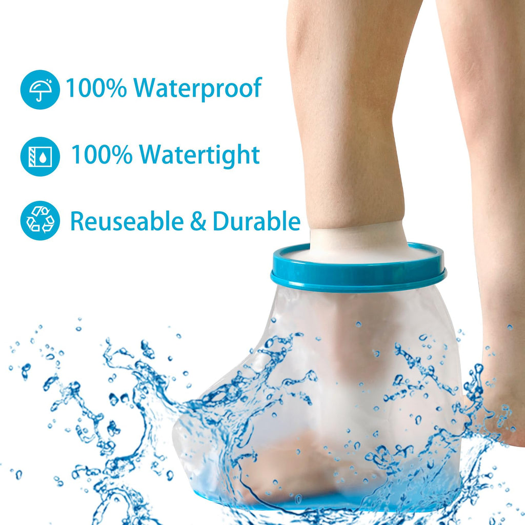 Tideshake Non‑Slip Waterproof Foot Cast Cover for Showering, Reusable Adult Foot Cast Protector, Cast Covers for Shower Foot & Ankle, Watertight Cast Bag for Surgery, Burns, Wounds & After Surgery Recovery
