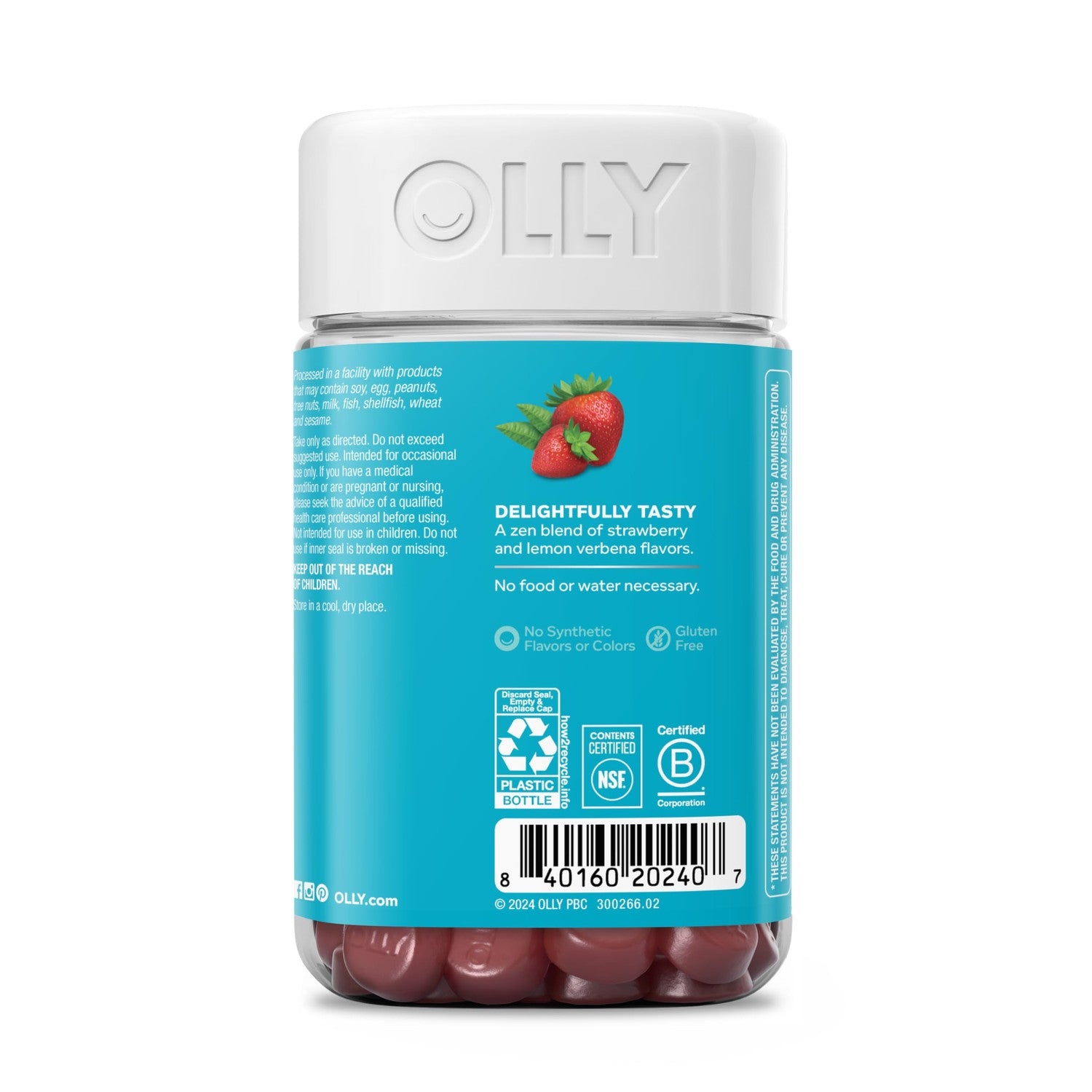 OLLY Goodbye Stress, Stress Support* Supplement, 50mg L-Theanine - 74 Count