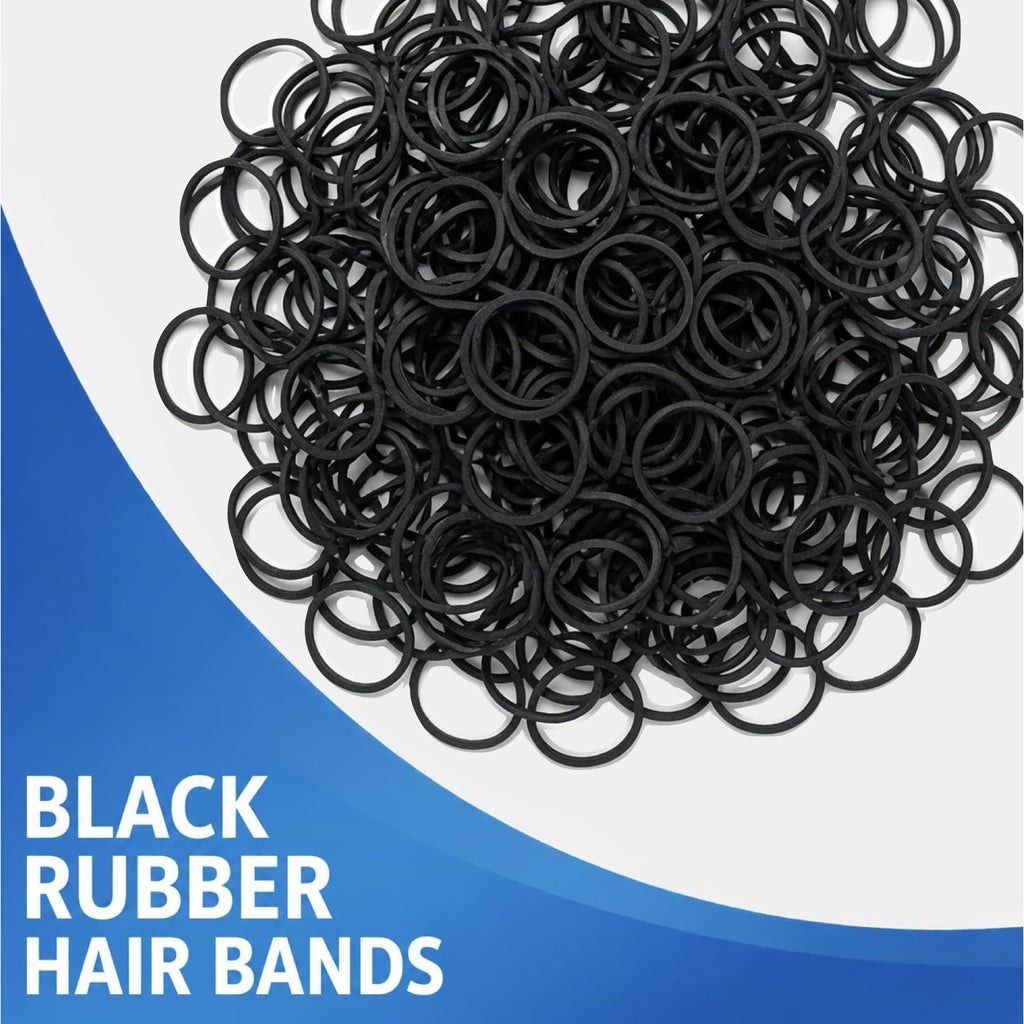 Cosy Companions 100x Black Rubber Bands For Hair, Small Elastic Hair Ties, Hair Bands No Damage, Tiny Hair Elastics, Hair Accessories For Braids, Mini, Little, Rubberbands