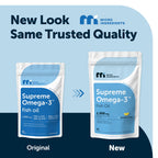 Micro Ingredients Supreme Omega-3 Fish Oil w/Ultra High EPA & DHA, Burpless Softgels | rTG Omega-3 with Vitamin D3 | Wild-Caught Cold Deep-Sea Fish | Lemon Flavor, Easy to Swallow, 60ct