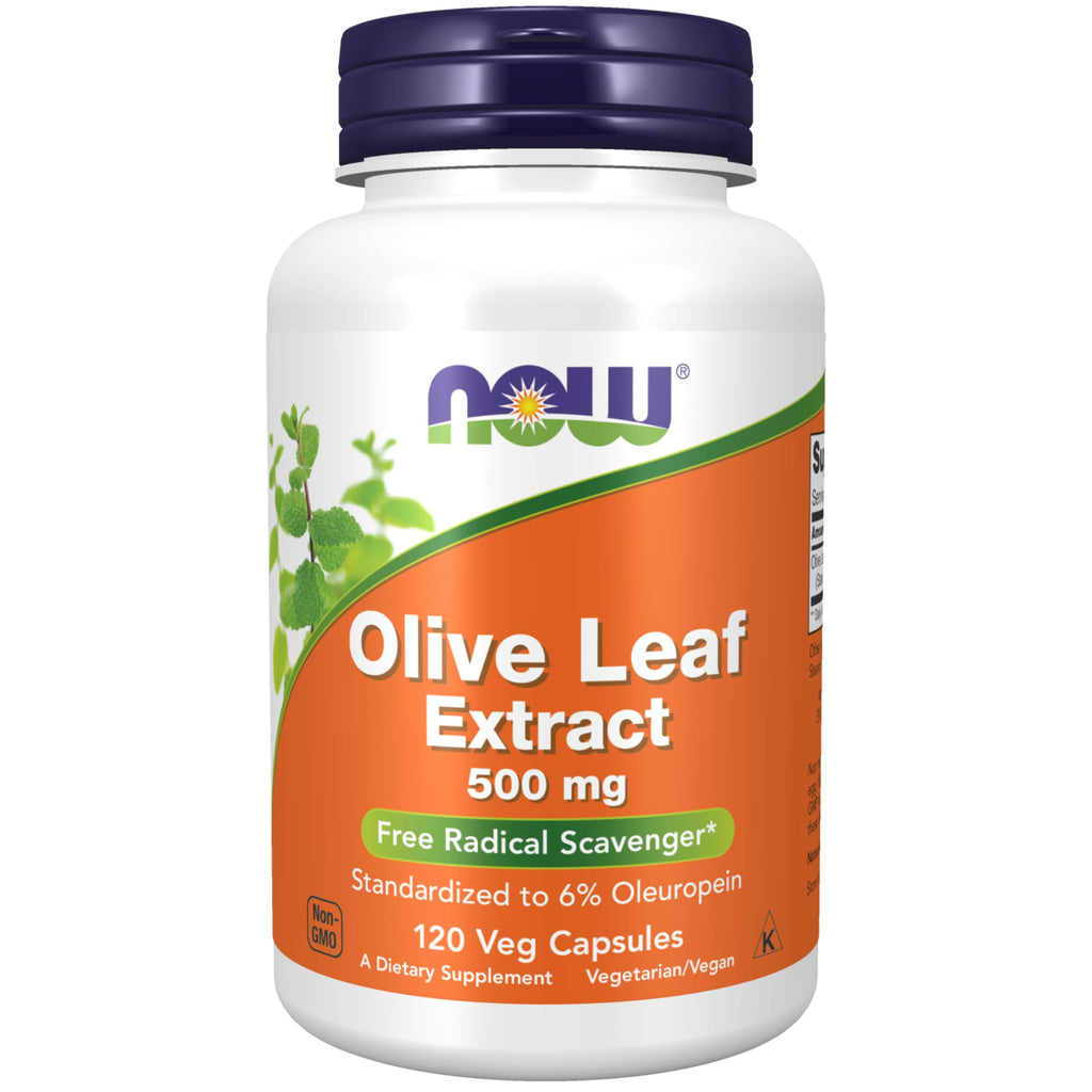 Now Foods Olive Leaf Extract 500mg Standardized to 6% Oleuropein, 120 Vcaps (2 Pack)