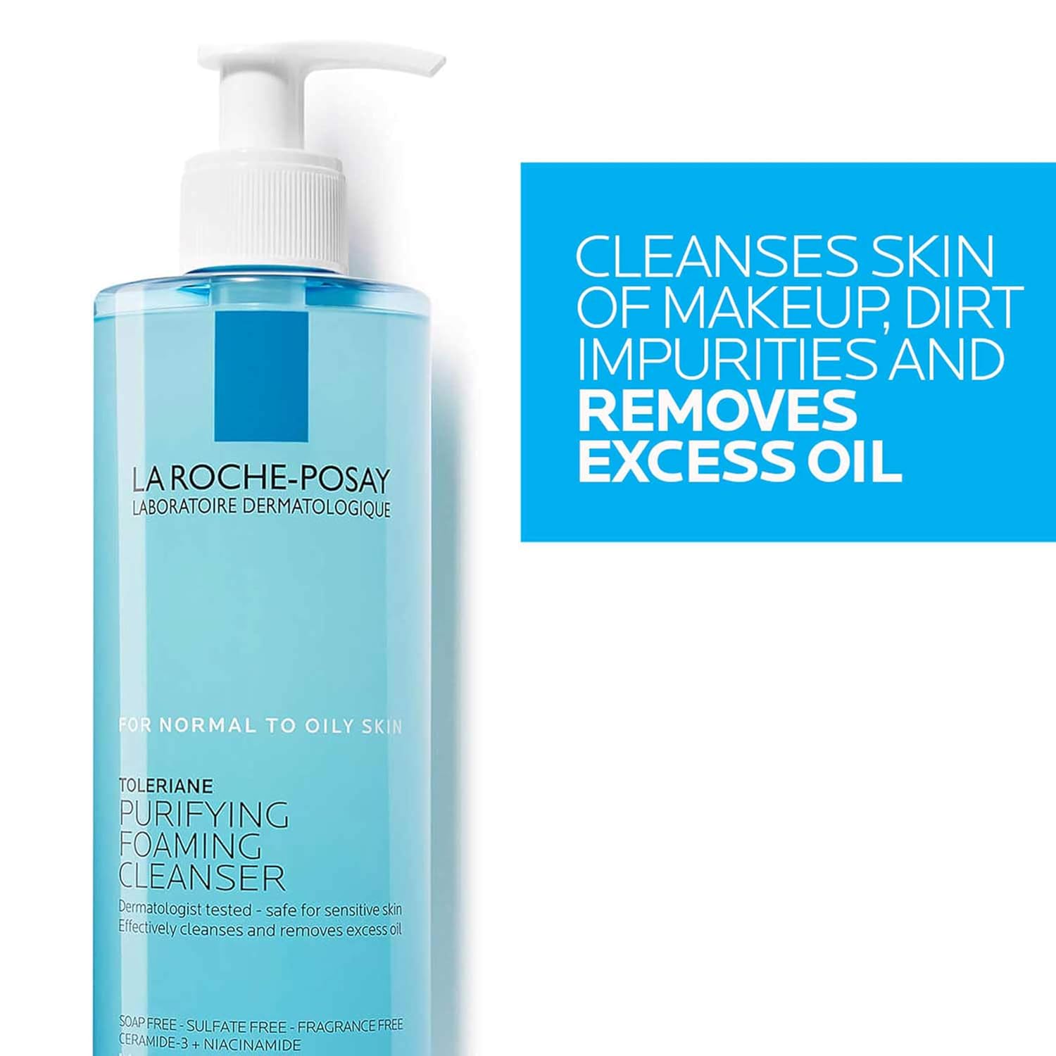 Buy now La Roche-Posay Toleriane Purifying Foaming Facial Cleanser, Oil Free Face Wash for Women & Men with Niacinamide + Ceramides, Pore Cleanser Safe For Sensitive Skin, Wonâ€™t Dry Out Skin, Soap Free at indiglob india
