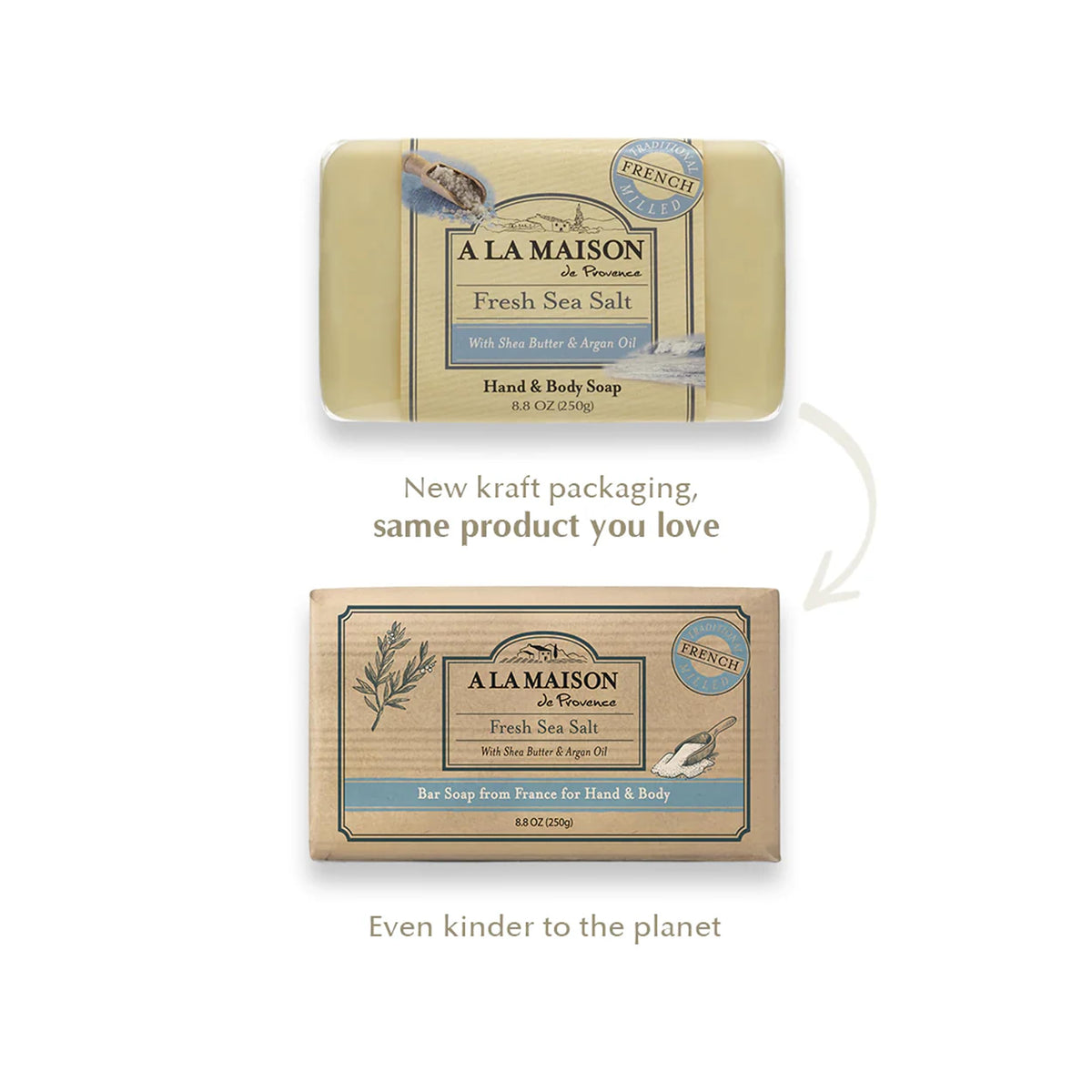 A LA MAISON Fresh Sea Salt Bar Soap - Triple French Milled Natural Moisturizing Hand Soap Bar (1 Bar of Soap, 8.8 oz)